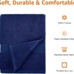 Amazon Basics 6-Piece Fade-Resistant 100% Cotton Towel Set, Soft and Absorbent, 2 Bath Towels, 2 Hand Towels, 2 Washcloths, Navy Blue