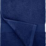 Amazon Basics 6-Piece Fade-Resistant 100% Cotton Towel Set, Soft and Absorbent, 2 Bath Towels, 2 Hand Towels, 2 Washcloths, Navy Blue
