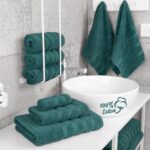 American Soft Linen Luxury 6 Piece Towel Set, 2 Bath Towels 2 Hand Towel 2 Washcloths, 600 GSM 100% Cotton Turkish Towels for Bathroom, Teal Towel Sets