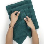 American Soft Linen Luxury 6 Piece Towel Set, 2 Bath Towels 2 Hand Towel 2 Washcloths, 600 GSM 100% Cotton Turkish Towels for Bathroom, Teal Towel Sets