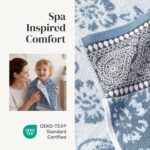 Modern Threads Ophelia 6-Piece 100% Cotton Towel Set – Reversible Yarn Dyed Jacquard & Solid – Includes 2 Bath Towels, 2 Hand Towels, 2 Washcloths – Absorbent, Quick Dry, Soft & Durable – Blue