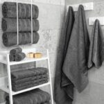 American Soft Linen Luxury 4 Piece Bath Towel Set, 600 GSM 100% Cotton Turkish Bath Towels for Bathroom, 27×54 in Large Bathroom Shower Towels, Dark Gray