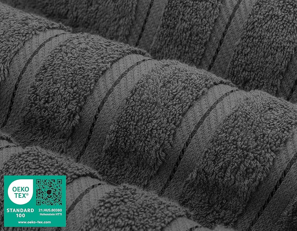 American Soft Linen Luxury 4 Piece Bath Towel Set, 600 GSM 100% Cotton Turkish Bath Towels for Bathroom, 27×54 in Large Bathroom Shower Towels, Dark Gray