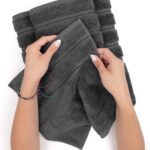 American Soft Linen Luxury 4 Piece Bath Towel Set, 600 GSM 100% Cotton Turkish Bath Towels for Bathroom, 27×54 in Large Bathroom Shower Towels, Dark Gray