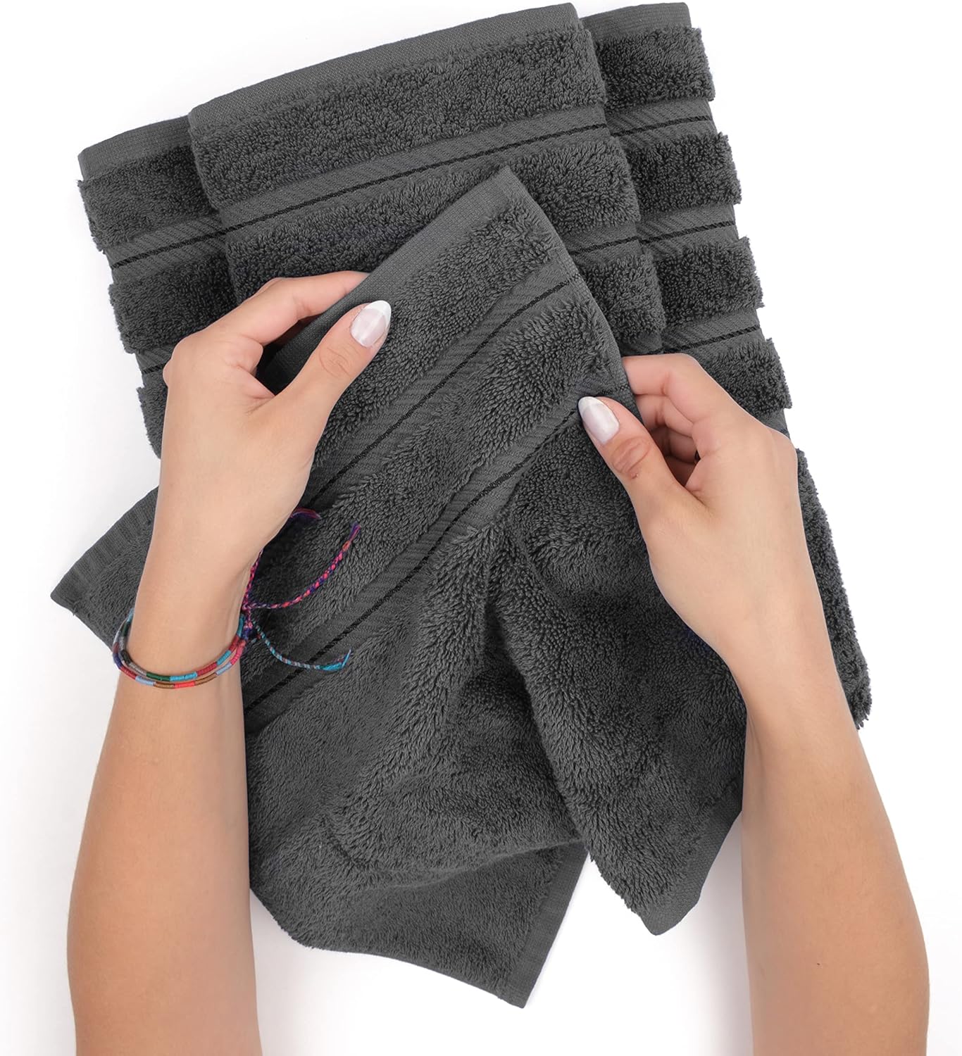 American Soft Linen Luxury 4 Piece Bath Towel Set, 600 GSM 100% Cotton Turkish Bath Towels for Bathroom, 27×54 in Large Bathroom Shower Towels, Dark Gray