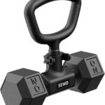 Convert Dumbbells into Kettlebell by SEWD – Adjustable Weights & Up to 220LB Capacity Kettlebell Handle for Weight Lifting, 90-Degree Rotating Handle, Compatible with Dumbbells (max 1.5″ handle diameter, min 4.5″ handle length）
