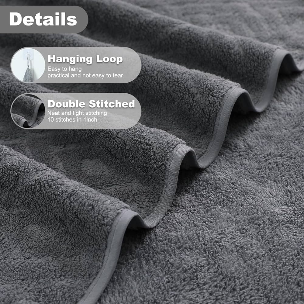 Smuge 18-Piece Bath Towel Set, Include 6 Bath Towel Sheets, 6 Hand Towels and 6 Washcloths – Highly Absorbent Quick Dry 100% Microfiber,Ultra Soft Bathroom Towel Set (Dark Gray)