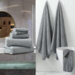 Smuge 18-Piece Bath Towel Set, Include 6 Bath Towel Sheets, 6 Hand Towels and 6 Washcloths – Highly Absorbent Quick Dry 100% Microfiber,Ultra Soft Bathroom Towel Set (Dark Gray)