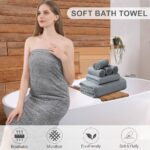 Smuge 18-Piece Bath Towel Set, Include 6 Bath Towel Sheets, 6 Hand Towels and 6 Washcloths – Highly Absorbent Quick Dry 100% Microfiber,Ultra Soft Bathroom Towel Set (Dark Gray)