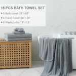 Smuge 18-Piece Bath Towel Set, Include 6 Bath Towel Sheets, 6 Hand Towels and 6 Washcloths – Highly Absorbent Quick Dry 100% Microfiber,Ultra Soft Bathroom Towel Set (Dark Gray)