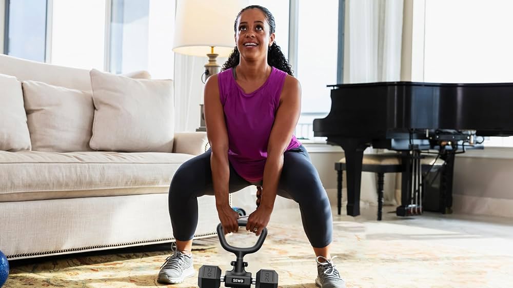 Convert Dumbbells into Kettlebell by SEWD – Adjustable Weights & Up to 220LB Capacity Kettlebell Handle for Weight Lifting, 90-Degree Rotating Handle, Compatible with Dumbbells (max 1.5″ handle diameter, min 4.5″ handle length）