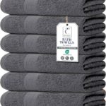 Medium Size Bath Towels Set of 6 – 100% Cotton Terry – 24″ x 48″ – Quick Dry, Soft & Highly Absorbent – Grey Towels for Bathroom, Gym, Spa, Pool & Daily Use