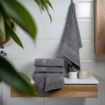 Medium Size Bath Towels Set of 6 – 100% Cotton Terry – 24″ x 48″ – Quick Dry, Soft & Highly Absorbent – Grey Towels for Bathroom, Gym, Spa, Pool & Daily Use