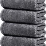 Tens Towels Pack of 4 Extra Large Bath Towels 30 x 60 Inches, 100% Cotton, Larger & Lighter Weight, Quicker to Dry, Super Soft and Absorbent, Perfect for Bathroom, Dark Grey