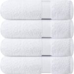 Infinitee Xclusives Luxury 100% Ring-Spun Cotton White Bath Towels Set of 4 (27×54 inches) – Soft, Absorbent & Quick-Drying Towels for Bathroom, Gym, Spa & Hotel Use (Brilliant White, Bath Towels)