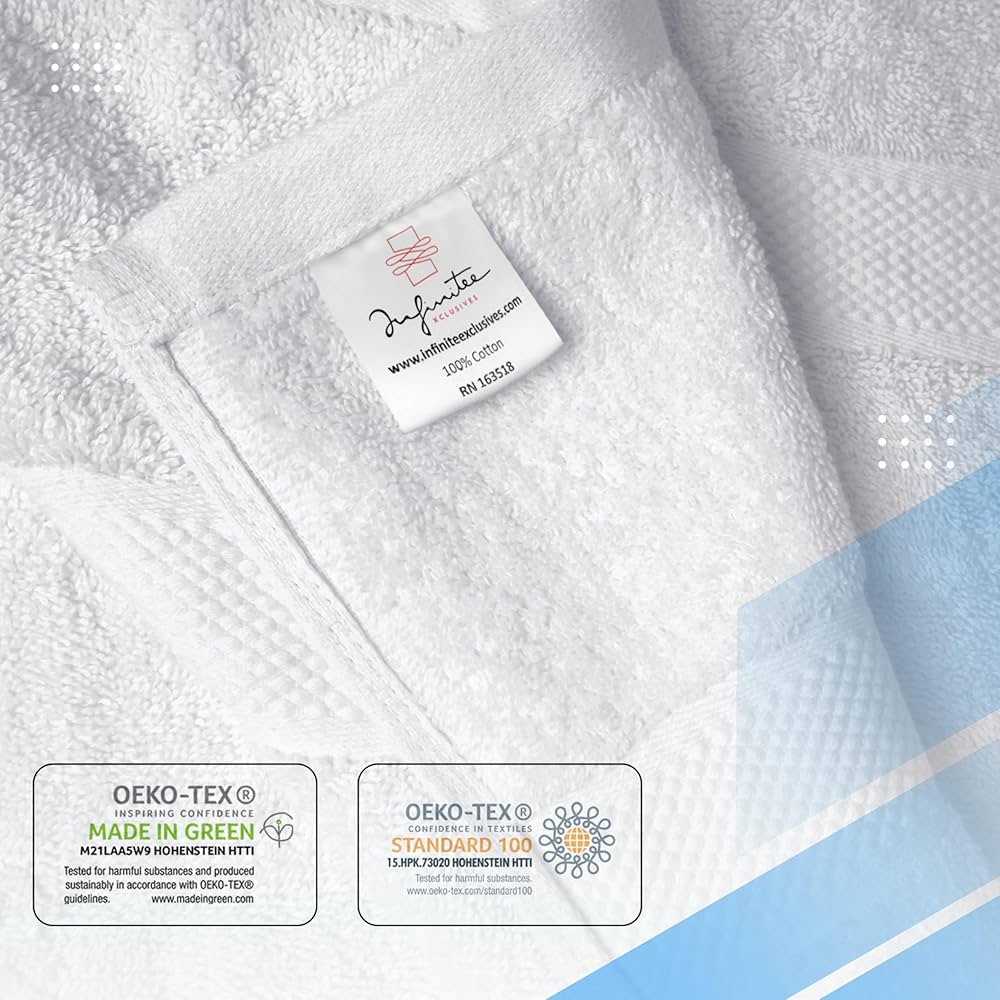 Infinitee Xclusives Luxury 100% Ring-Spun Cotton White Bath Towels Set of 4 (27×54 inches) – Soft, Absorbent & Quick-Drying Towels for Bathroom, Gym, Spa & Hotel Use (Brilliant White, Bath Towels)