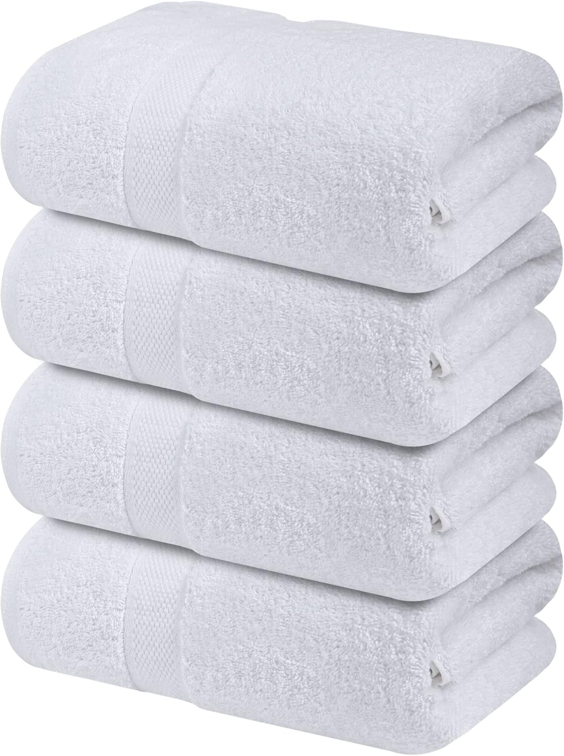 Infinitee Xclusives Luxury 100% Ring-Spun Cotton White Bath Towels Set of 4 (27×54 inches) – Soft, Absorbent & Quick-Drying Towels for Bathroom, Gym, Spa & Hotel Use (Brilliant White, Bath Towels)