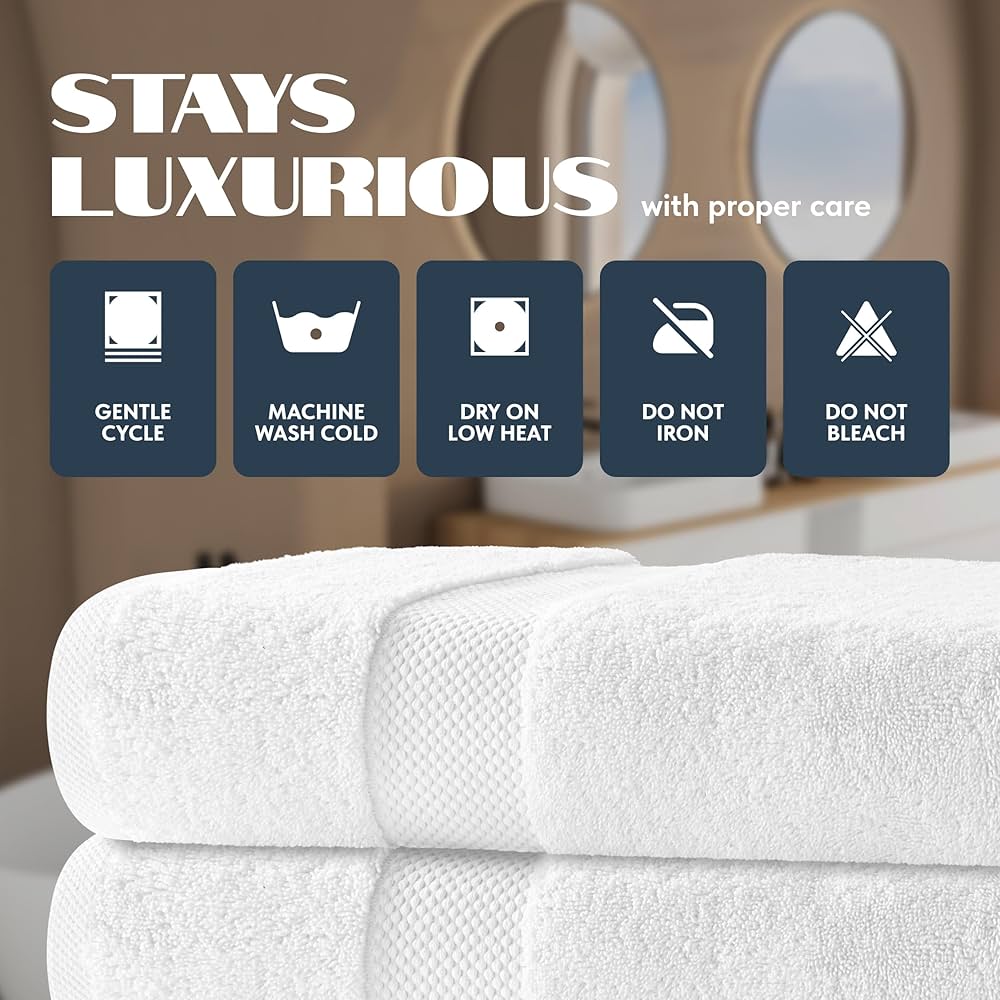 White Classic Luxury Bath Towels Set of 4 Large – 700 GSM Turkish Cotton Ultra Soft Bath Towels 27×54 | Highly Absorbent and Quick Dry | Hotel Towels for Bathroom Luxury, Plush Shower Towels, White