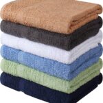 Towel and Linen Mart 100% Cotton 6 Pack Bath Towel Set, Quick Dry, Super Absorbent, Light Weight, Soft, (27 x 54 Pack of 6) Beige, White, Grey, Sky Blue, SAGE Green, Navy