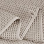 POLYTE 430 GSM Microfiber Quick Dry Lint Free Oversize Bath Towel Set, 6 Piece (Waffle Weave)