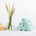 Amazon Basics face Towels for bathroom, 100% Cotton Extra Absorbent washcloth, Fast Drying – salon towel – 24 Pack Ice Blue (12 x 12 inches)