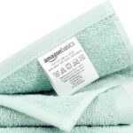 Amazon Basics face Towels for bathroom, 100% Cotton Extra Absorbent washcloth, Fast Drying – salon towel – 24 Pack Ice Blue (12 x 12 inches)