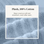 Modern Threads Organic Vines 6-Piece 100% Cotton Towel Set – Yarn Dyed Jacquard & Solid – Includes 2 Bath Towels, 2 Hand Towels, 2 Washcloths – Absorbent, Quick Dry, Soft & Durable – Blue