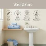 Modern Threads Organic Vines 6-Piece 100% Cotton Towel Set – Yarn Dyed Jacquard & Solid – Includes 2 Bath Towels, 2 Hand Towels, 2 Washcloths – Absorbent, Quick Dry, Soft & Durable – Blue