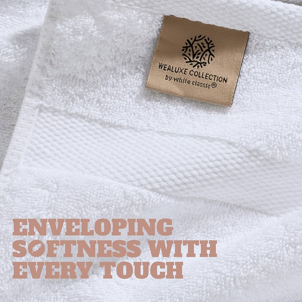 Wealuxe White Bath Towels 24×50 Inch, 6 Pack – Extra Absorbent Cotton Towel Set for Bathroom