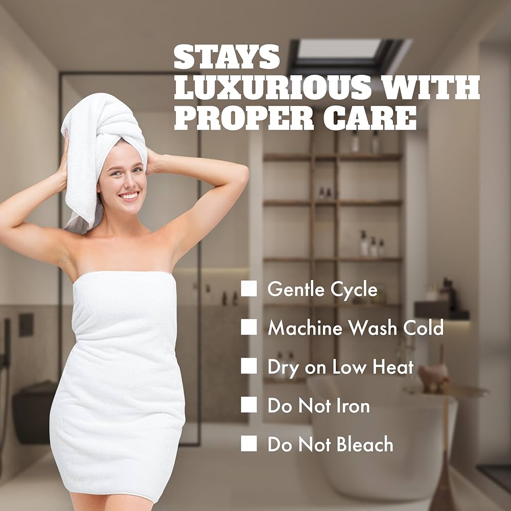 Wealuxe White Bath Towels 24×50 Inch, 6 Pack – Extra Absorbent Cotton Towel Set for Bathroom