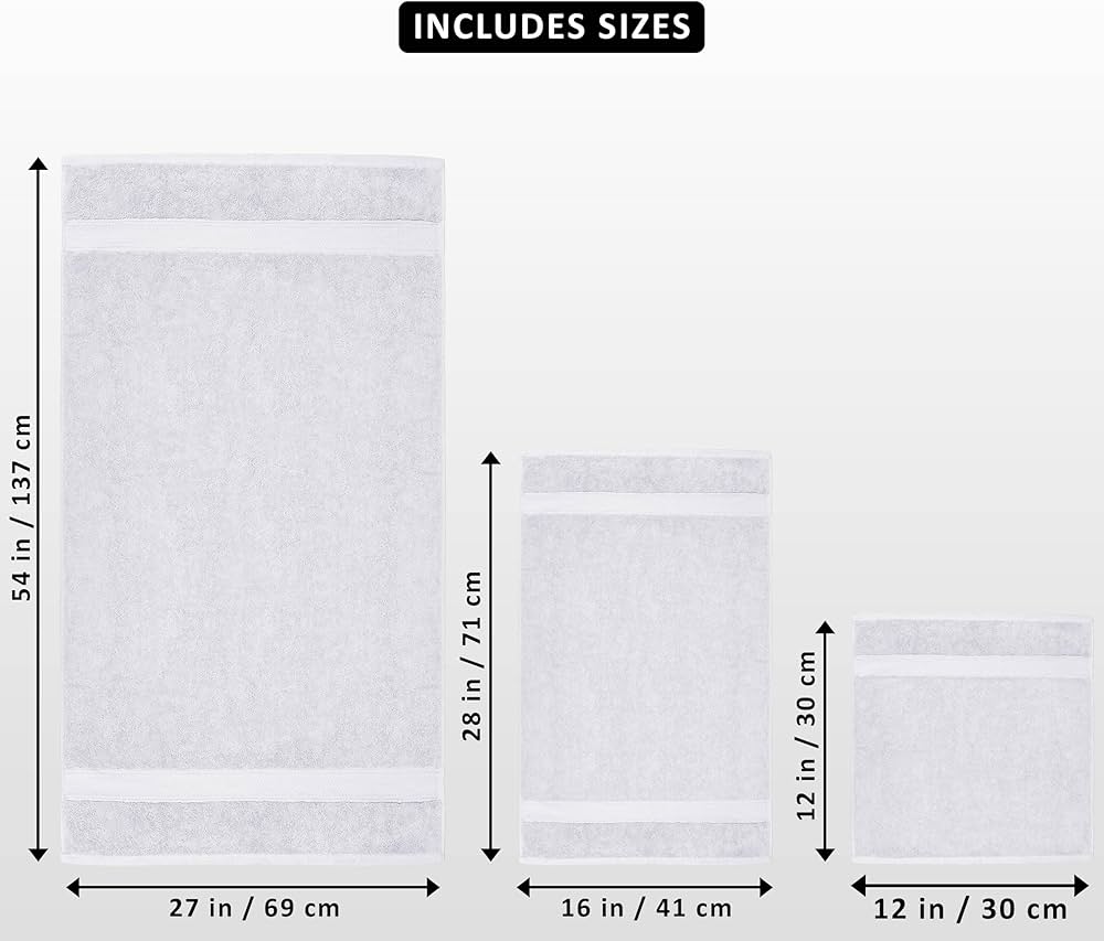 Utopia Towels 8 Piece Luxury Towel Set – Majestic Plush, Super Absorbent & Quicker-to-Dry, Thick 100% Ring Spun Cotton Towels for Bathroom, Spa & Hotel – 2 Bath, 2 Hand, 4 Washcloths, White