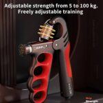 Grip Strength Trainer, Hand Grip Strengthener with Adjustable Resistance 11-220Lbs(5-100KG), Automatic Counter, Ergonomic Design, Forearm Strengthener for Musicians Athletes and Injury Recovery