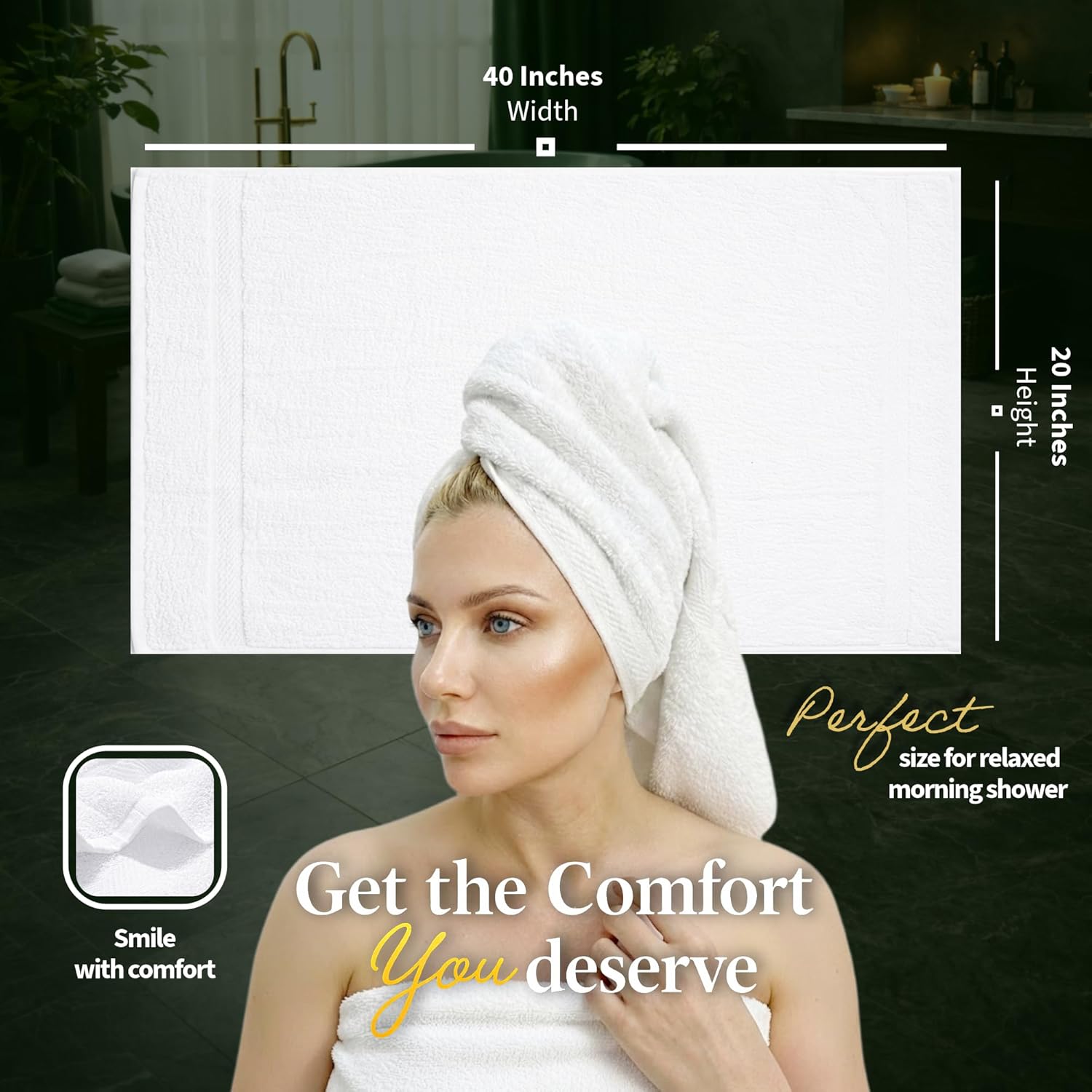 Pearl Linens Bath Towel Set of 12, Economy Cotton 20×40 Hotel Quality White Bath Towels Bulk, Lightweight and Highly Absorbent Quick Dry Towel for Home, Hotel, Spa, Gym and Bathroom, White Towel