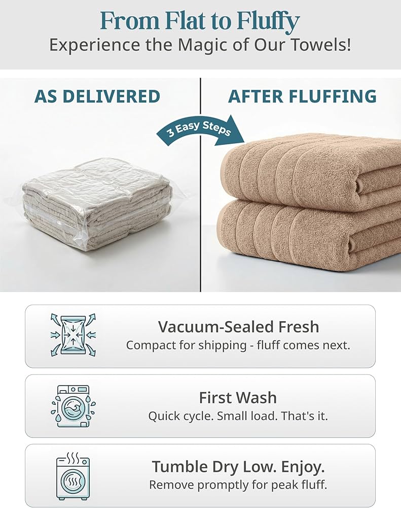 Casa Platino 100% Luxury Cotton Bathroom Towel Set 8 Pcs – Super Soft & Highly Absorbent – 2 Bath, 4 Washcloths, 2 Hand Towels for Bathroom – Oeko TEX Certified, Fade Resistant, Luxury Look – Beige