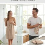 Casa Platino 100% Luxury Cotton Bathroom Towel Set 8 Pcs – Super Soft & Highly Absorbent – 2 Bath, 4 Washcloths, 2 Hand Towels for Bathroom – Oeko TEX Certified, Fade Resistant, Luxury Look – Beige