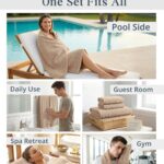 Casa Platino 100% Luxury Cotton Bathroom Towel Set 8 Pcs – Super Soft & Highly Absorbent – 2 Bath, 4 Washcloths, 2 Hand Towels for Bathroom – Oeko TEX Certified, Fade Resistant, Luxury Look – Beige