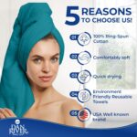 DAN RIVER 8 PC Luxury Bath Towels for Bathroom, 2 Bath, 2 Hand, and 4 Wash Cloths, 600 GSM 100% Ring Spun Cotton Towel Set, Highly Absorbent, Gym, Hotel, and Spa, Teal