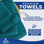 DAN RIVER 8 PC Luxury Bath Towels for Bathroom, 2 Bath, 2 Hand, and 4 Wash Cloths, 600 GSM 100% Ring Spun Cotton Towel Set, Highly Absorbent, Gym, Hotel, and Spa, Teal