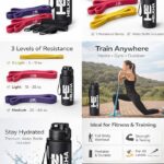 Latex Resistance Bands Set with Water Bottle – 3 Levels (X-Light, Light, Medium) – Full Body Workout for Home & Gym