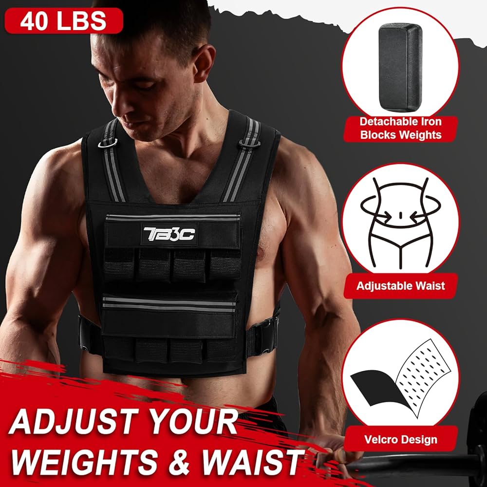 Adjustable Weighted Vest Men and Women 19lbs/ 30lbs/ 40lbs Weights with Reflective Stripe, Weight Vest Woman Workout Vest for Strength Training,Running & Walking