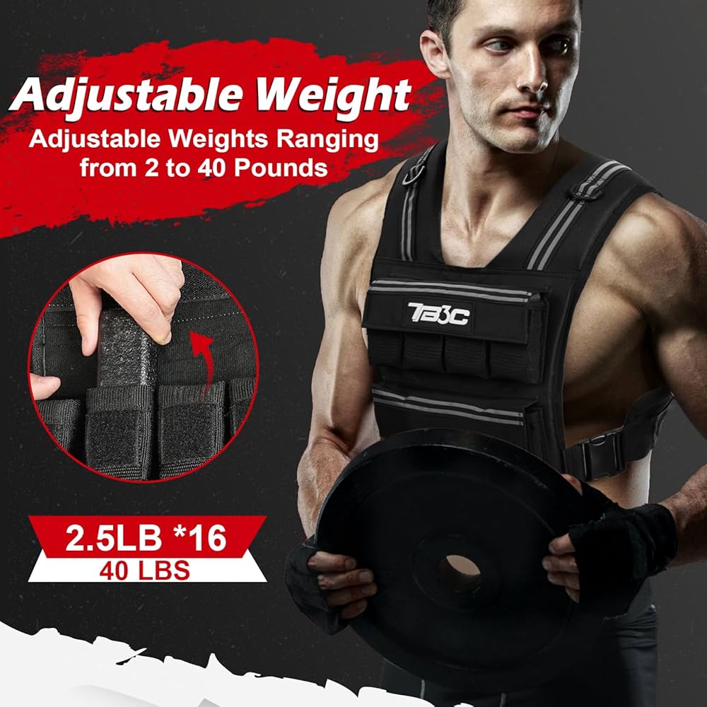 Adjustable Weighted Vest Men and Women 19lbs/ 30lbs/ 40lbs Weights with Reflective Stripe, Weight Vest Woman Workout Vest for Strength Training,Running & Walking