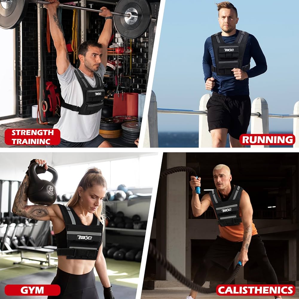 Adjustable Weighted Vest Men and Women 19lbs/ 30lbs/ 40lbs Weights with Reflective Stripe, Weight Vest Woman Workout Vest for Strength Training,Running & Walking