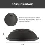 ZELUS 25in. Balance Ball | 660lb Inflatable Half Exercise Ball Wobble Board Balance Trainer w Nonslip Base | Half Yoga Ball Strength Training Equipment w 2 Bands, Pump, Extra Ball Included