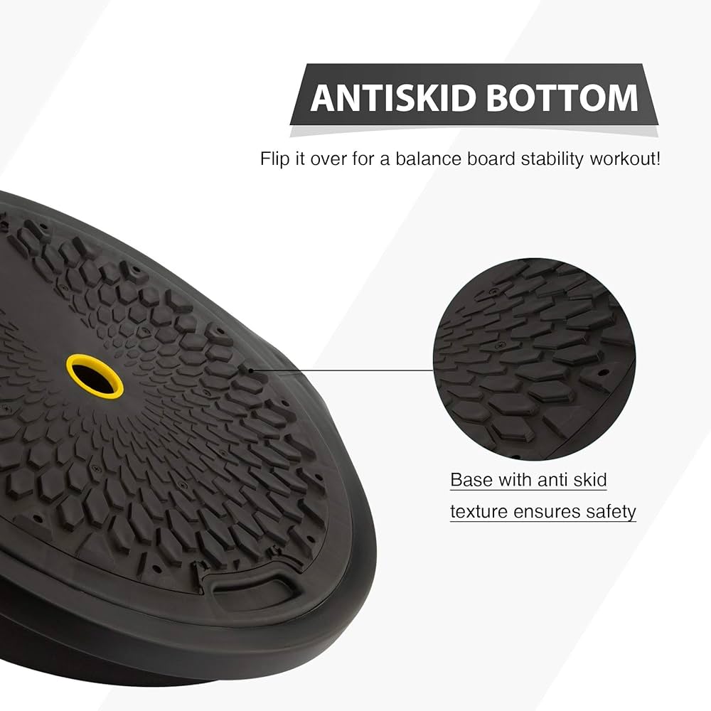 ZELUS 25in. Balance Ball | 660lb Inflatable Half Exercise Ball Wobble Board Balance Trainer w Nonslip Base | Half Yoga Ball Strength Training Equipment w 2 Bands, Pump, Extra Ball Included