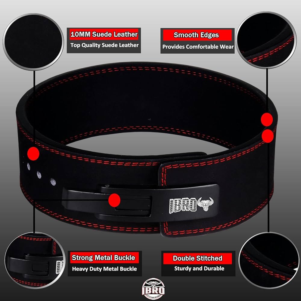 IBRO Powerlifting Lever Gym Belt – Power 8MM, 10MM or 13MM Extreme Heavy Duty Genuine Leather Belts – Squats Deadlifts Bodybuilding Weight Lifting IPF Power Lifting Strongman for Men