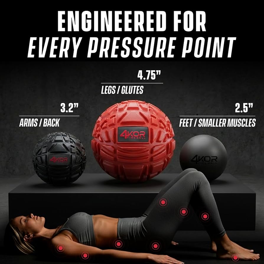 4KOR Massage Balls for Trigger Point Therapy – Myofascial Release Ball – Muscle Relief for Back, Neck, Shoulder, Foot Pain – Fitness Massage Balls for Mobility – Deep Tissue Release Ball