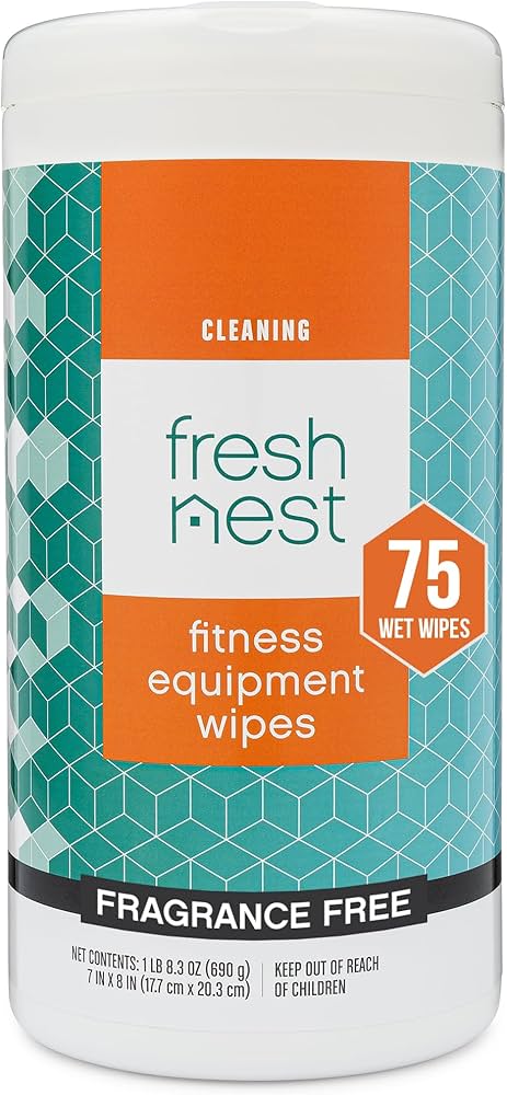 Fitness Equipment Wipes – Cleaning Wipes for Yoga Mats, Pilates Studios, Gyms, Peloton & Cycle Bikes, Spas – Fragrance-Free Wipes Surface Cleaning for Home, Office, Gym 75-Count