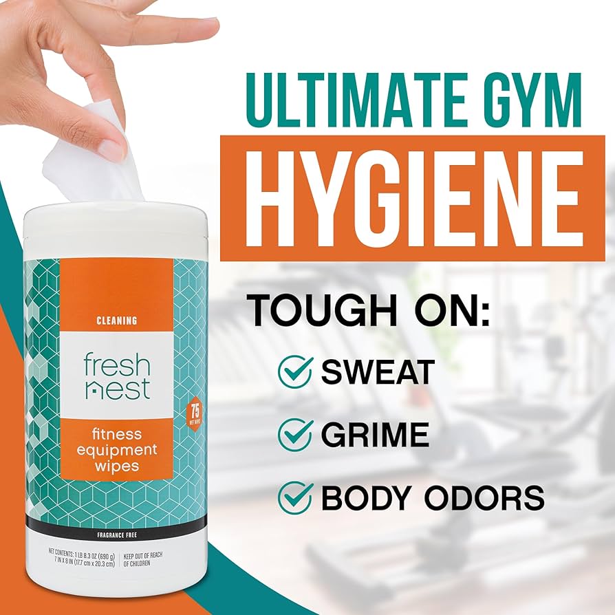 Fitness Equipment Wipes – Cleaning Wipes for Yoga Mats, Pilates Studios, Gyms, Peloton & Cycle Bikes, Spas – Fragrance-Free Wipes Surface Cleaning for Home, Office, Gym 75-Count