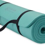 Gaiam Gaiam Essentials 2/5″ Thick (10mm) Yoga & Pilates, Fitness & Exercise Mat with Easy-Cinch Carrier Strap Cusion Support For Fitness and Gym Workouts