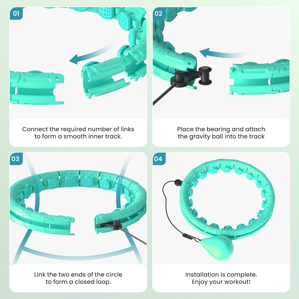 Weighted Infinity Exercise Hoop – 64in 30 Links Smart Hoop for Adult Weight Loss, Plus Size Low-Impact Fitness Hoop for Beginners & Women​